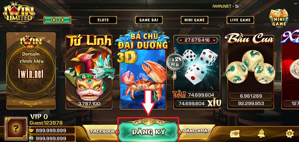 Click vào biểu tượng ĐĂNG KÝ trên website