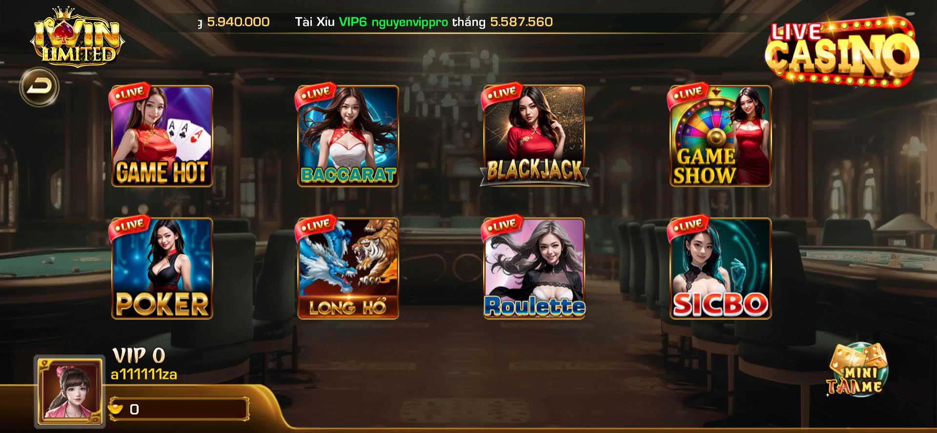 Sảnh Live Casino iWin