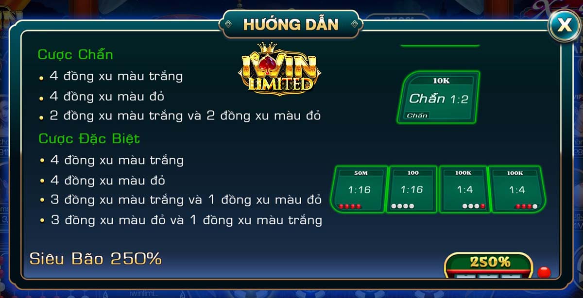Hướng dẫn cách cược trong game Xốc đĩa iWin