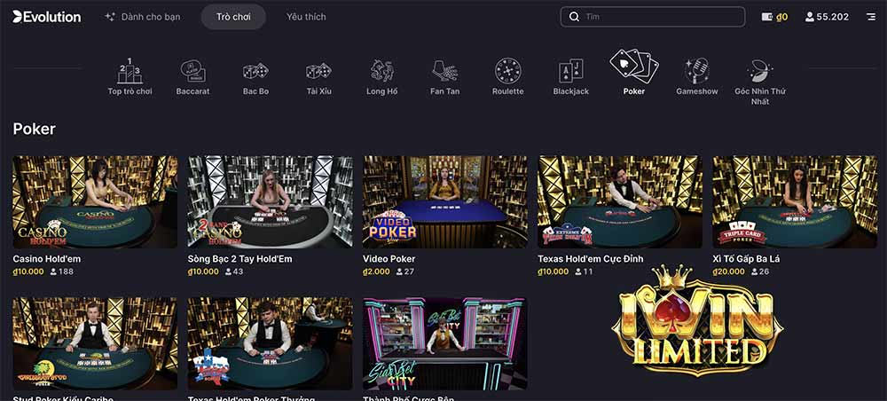 poker live casino iwin