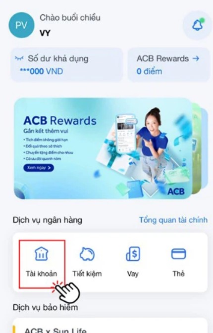 Chọn tài khoản