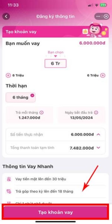 Tạo khoản vay mong muốn